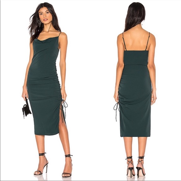 superdown Dresses & Skirts - Superdown Sarah Side Tie Dress in Forest Green Small *please note condition